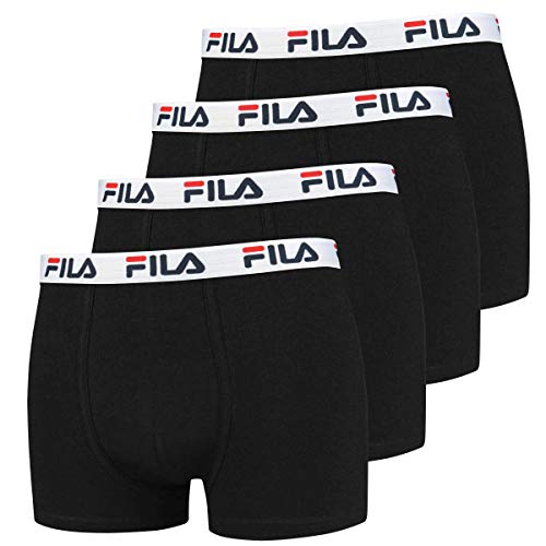 FILA 4er Vorteilspack Herren Boxershorts - Logo Pants - Einfarbig - viele Farben (Schwarz, L - 4er Pack) von FILA