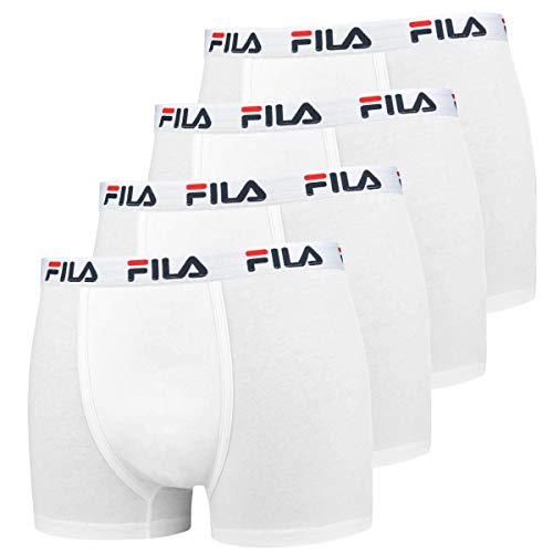 FILA 4er Vorteilspack Herren Boxershorts - Logo Pants - Einfarbig - viele Farben (Weiß, S - 4er Pack) von FILA