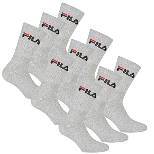 FILA 6 Paar Socken, Frottee Tennissocken mit Logobund, Unisex (2x 3er Pack) (Grau, 35-38 (3-5 UK)) von FILA