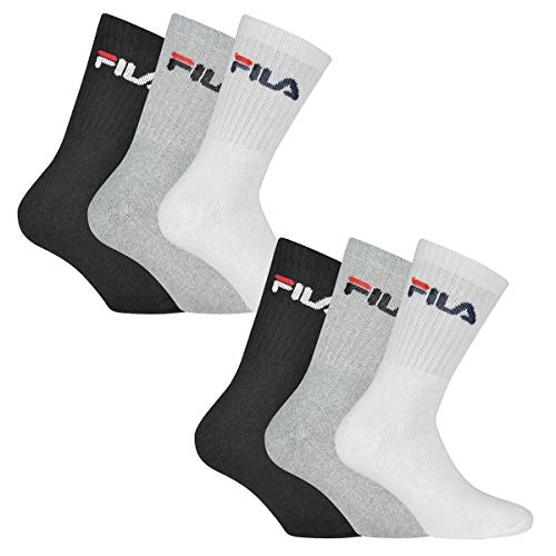 FILA 6 Paar Socken, Frottee Tennissocken mit Logobund, Unisex (2x 3er Pack) (Classic Mix (Schwarz; Weiß; Grau), 35-38 (3-5 UK)) von FILA