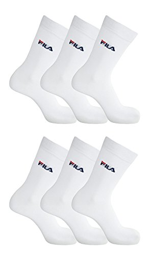 FILA 6er Pack Unisex Socken, Sport Strümpfe Damen oder Herren mit Frotteesohle (6 Paar) (35-38 - 6 Paar, Weiss (300)) von FILA