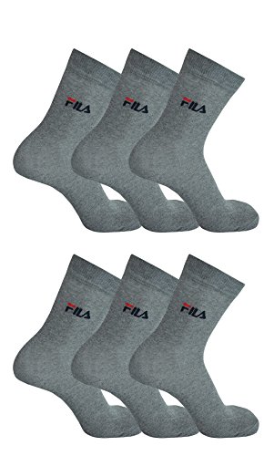 FILA 6er Pack Unisex Socken, Sport Strümpfe Damen oder Herren mit Frotteesohle (6 Paar) (39-42 - 6 Paar, Grau (400)) von FILA