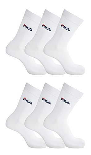 FILA 6er Pack Unisex Socken, Sport Strümpfe Damen oder Herren mit Frotteesohle (6 Paar) (39-42 - 6 Paar, Weiss (300)) von FILA