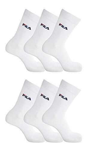 FILA 6er Pack Unisex Socken, Sport Strümpfe Damen oder Herren mit Frotteesohle (6 Paar) (39-42 - 6 Paar, Weiss (300)) von FILA