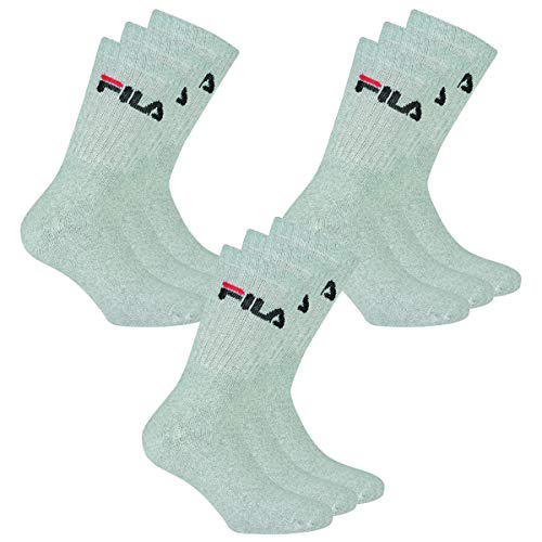 FILA 9 Paar Socken, Frottee Tennissocken mit Logobund, Unisex (3x 3er Pack) (Grau, 43-46 (9-11 UK)) von FILA