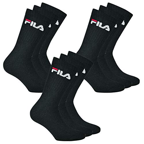 FILA 9 Paar Socken, Frottee Tennissocken mit Logobund, Unisex (3x 3er Pack) (Schwarz, 35-38 (3-5 UK)) von FILA