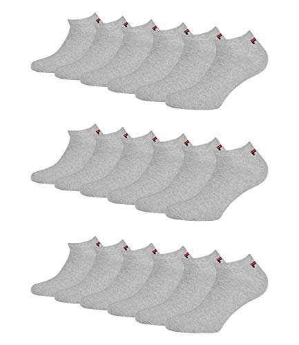 FILA 9 Paar Socken, Invisible Sneakers Unisex, einfarbig, 35-46 (3x 3er Pack) (Grau, 39-42 (6-8 UK)) von FILA