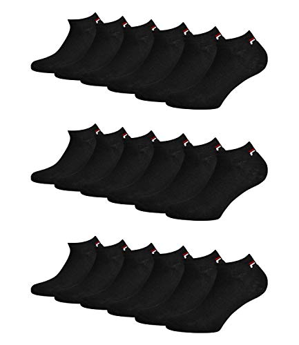 FILA 9 Paar Socken, Invisible Sneakers Unisex, einfarbig, 35-46 (3x 3er Pack) (Schwarz, 43-46 (9-11 UK)) von FILA