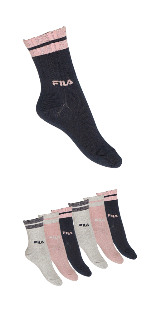Fila Basicsocken "JUNIOR GIRL NORMAL PLAIN SOCKS" 6 Paar tlg. mit kontrastfarbigen Details von Fila
