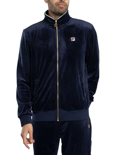 Fila Herren Trainingsjacke Aus Velours „Irving 2“, Navy/Gardenia, M von FILA