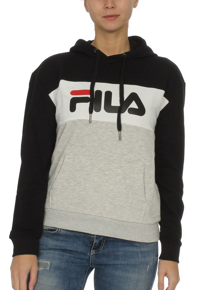 Fila Kapuzensweatshirt Fila Kapuzenpullover Damen LORI HOODY 687042 I85 Light Grey Melange Black Bright White von Fila