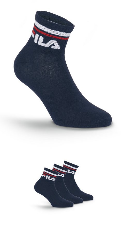 Fila Kurzsocken (3-Paar) Cotton-Mix, Unisex, Kontraststreifen von Fila