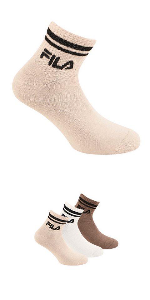 Fila Kurzsocken (3-Paar) Cotton-Mix, Unisex, Kontraststreifen von Fila