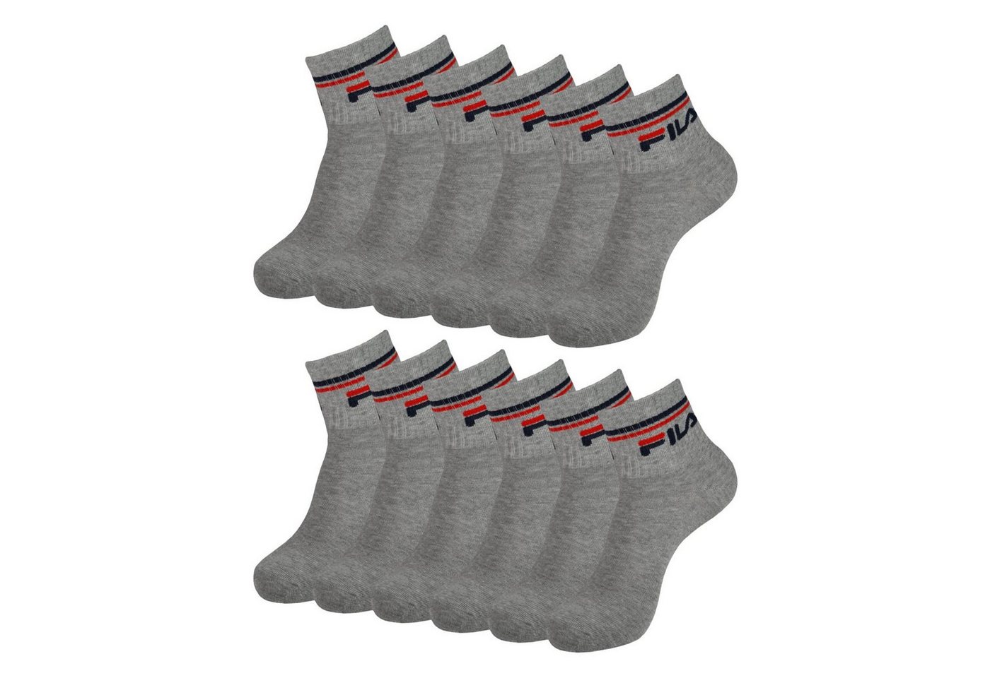 Fila Kurzsocken Quarter Socks Calza (6-Paar) im sportlichen Look mit Rippbündchen von Fila