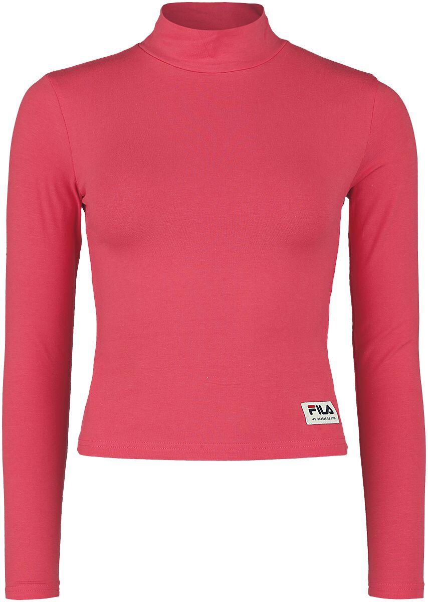 Fila Langarmshirt - TARSIA cropped turtle neck long sleeve shirt - M bis XL - für Damen - Größe L - pink von Fila