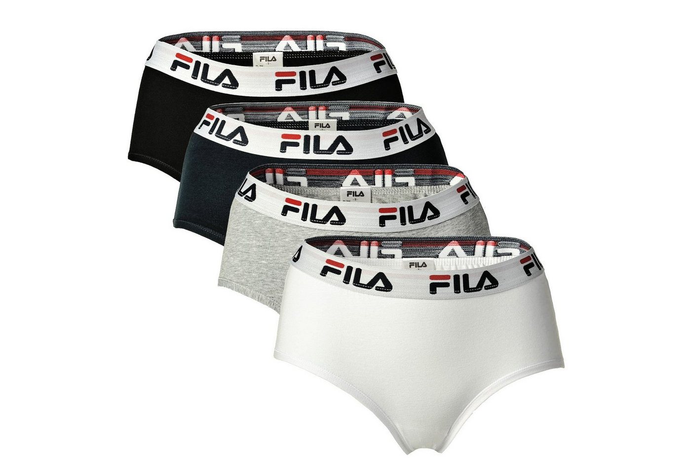 Fila Panty Damen Hipster - 4er Pack Slip, Logo-Bund, Cotton von Fila