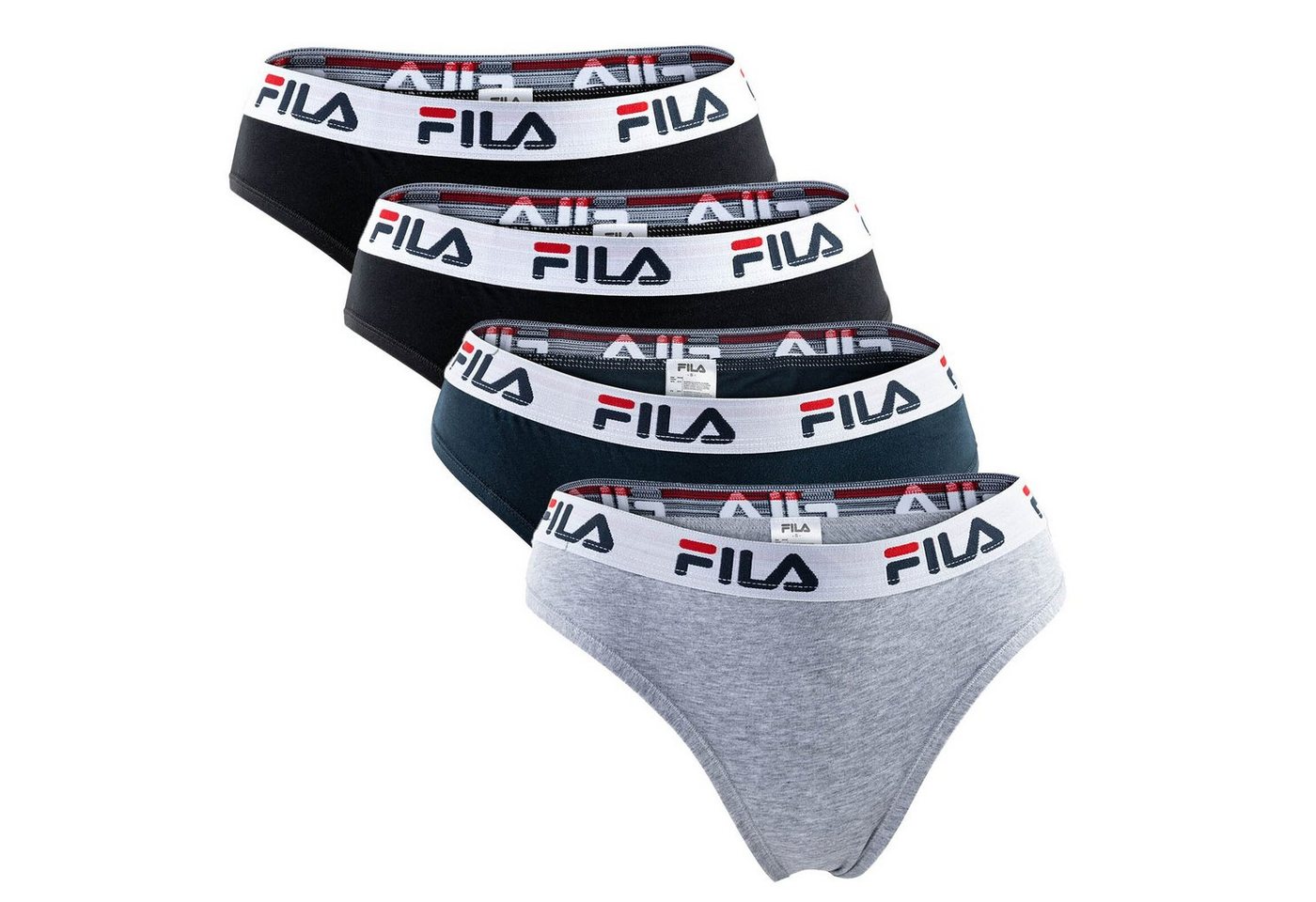 Fila Slip Damen Brazilian Slip - 4er Pack, Logo-Bund, Cotton von Fila