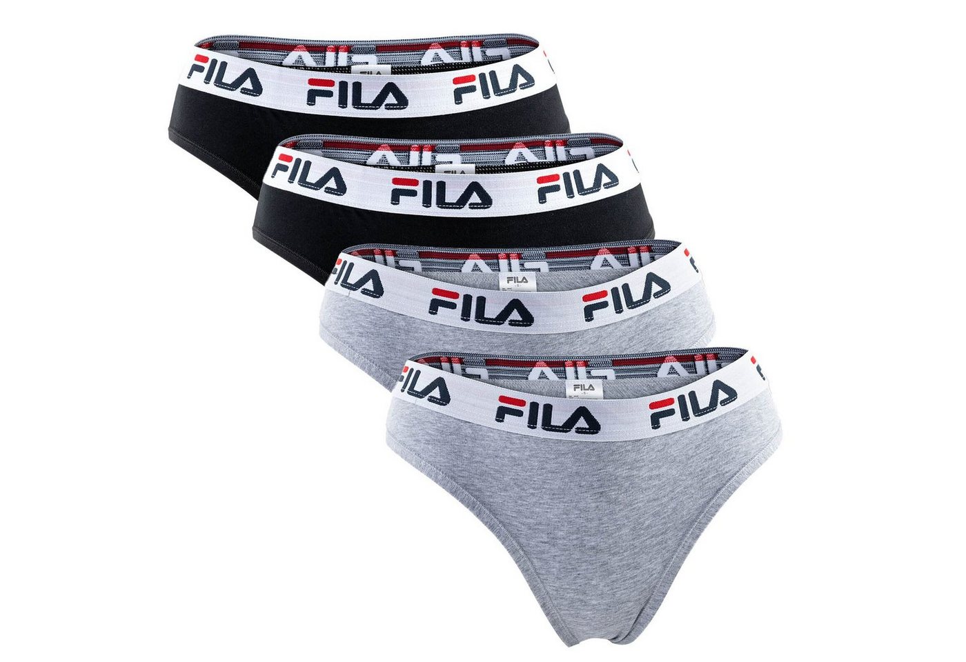 Fila Slip Damen Brazilian Slip - 4er Pack, Logo-Bund, Cotton von Fila