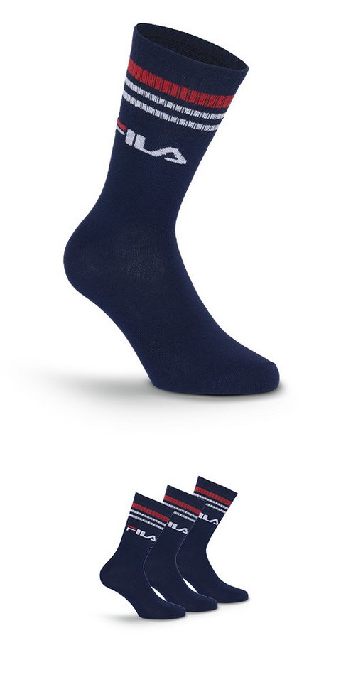 Fila Socken (3 Paar) breites Rippenbündchen, Logoschriftzug, Cotton-Mix von Fila