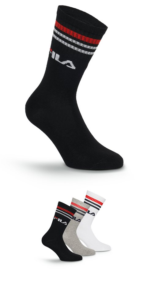 Fila Socken (3 Paar) breites Rippenbündchen, Logoschriftzug, Cotton-Mix von Fila