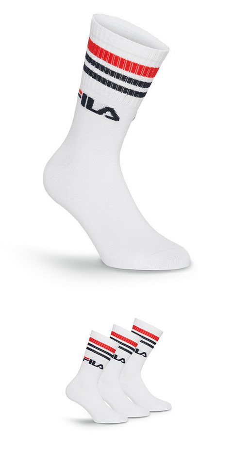 Fila Socken (3 Paar) breites Rippenbündchen, Logoschriftzug, Cotton-Mix von Fila