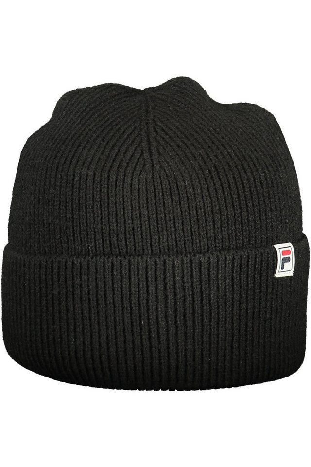 Fila Strickmütze Elegante schwarze Herrenmütze mit Logo-Applikation aus Mailand von Fila