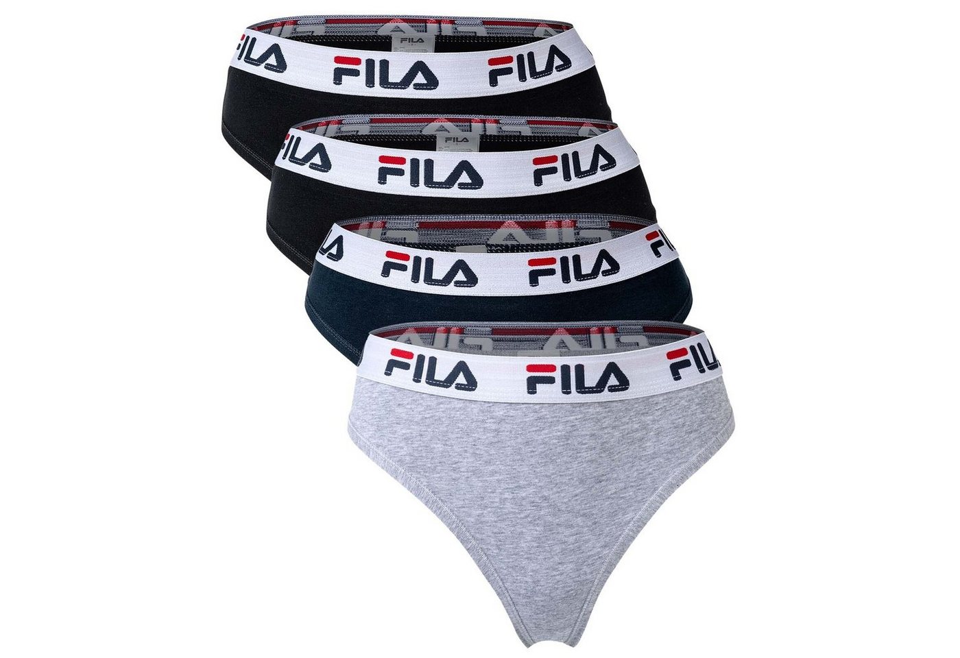 Fila String Damen String, 4er Pack - Logo-Bund, Cotton von Fila