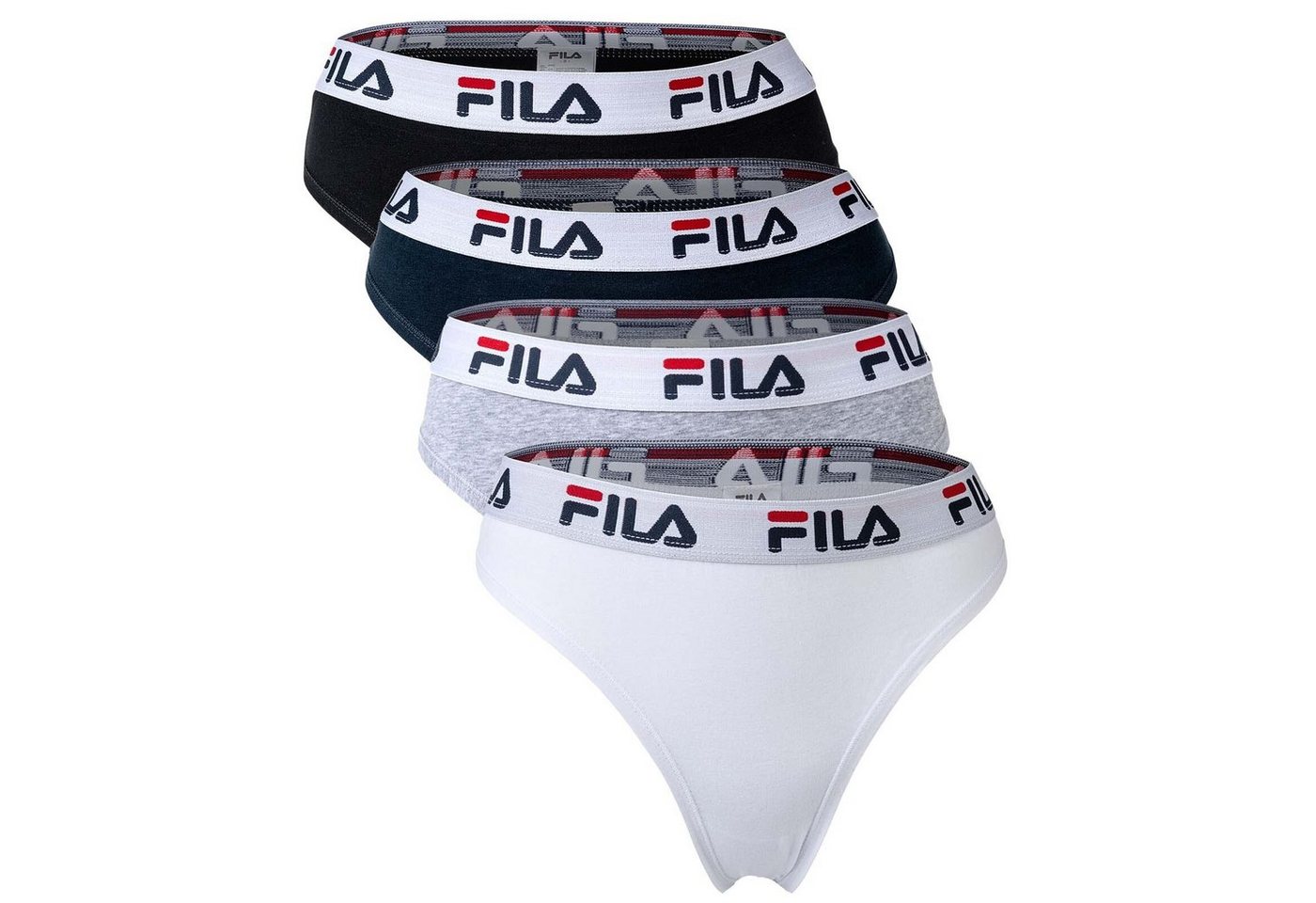 Fila String Damen String, 4er Pack - Logo-Bund, Cotton von Fila