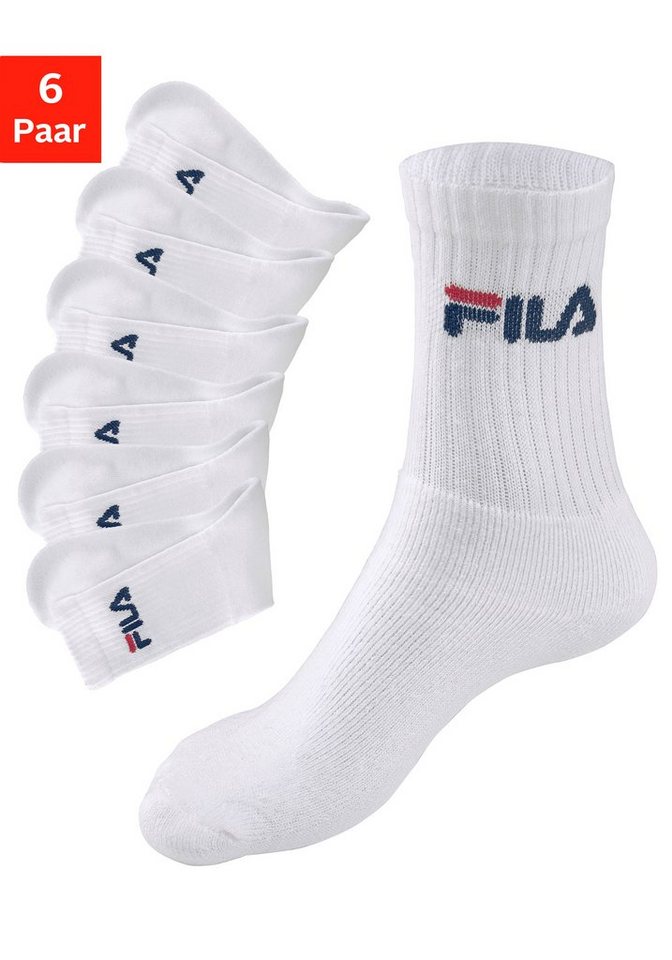 Fila Tennissocken UNISEX CREW TENNIS FULL TERRY SOCKS (6-Paar) Sportsocken, flache Zehennaht von Fila