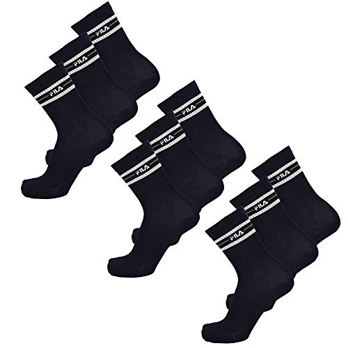 FILA Unisex Socken, 9 PAAR Sportsocken, Einfarbig, gestreift, (3x 3er Pack) (Marine (321), 43-46 - 9 Paar) von FILA