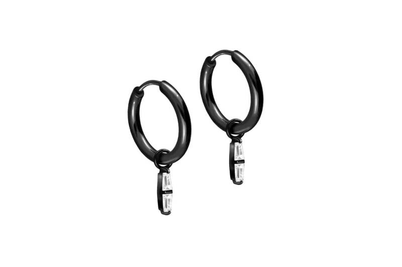 Chirurgenstahl Ohrclicker Creolen 2 EINGEFASSTE KRISTALLRECHTECKE von Filango