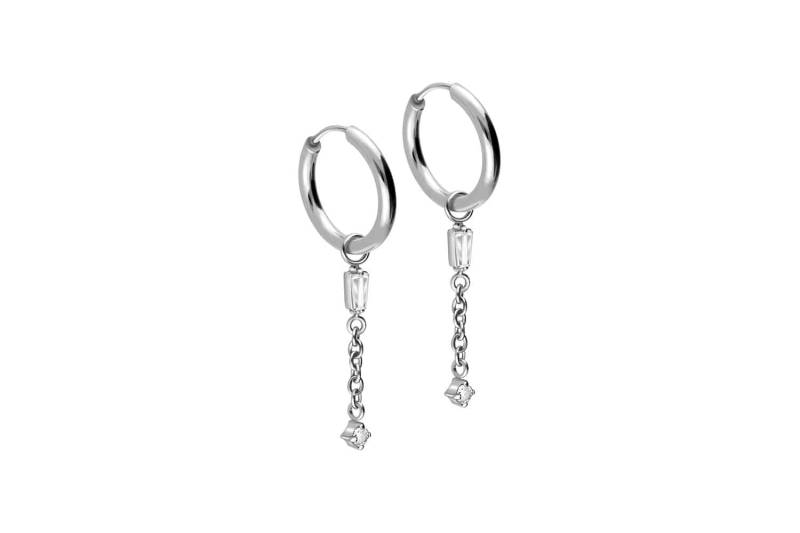 Chirurgenstahl Ohrclicker Creolen 2 KRISTALLE + KETTE von Filango