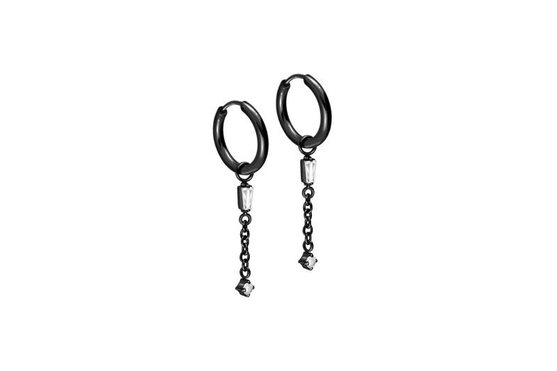 Chirurgenstahl Ohrclicker Creolen 2 KRISTALLE + KETTE von Filango