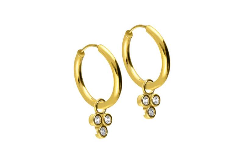 Chirurgenstahl Ohrclicker Creolen 3 EINGEFASSTE KRISTALLE von Filango