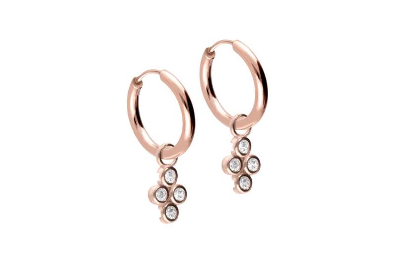 Chirurgenstahl Ohrclicker Creolen 4 EINGEFASSTE KRISTALLE von Filango