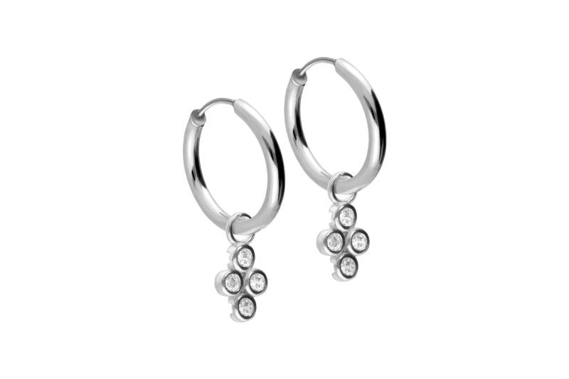 Chirurgenstahl Ohrclicker Creolen 4 EINGEFASSTE KRISTALLE von Filango