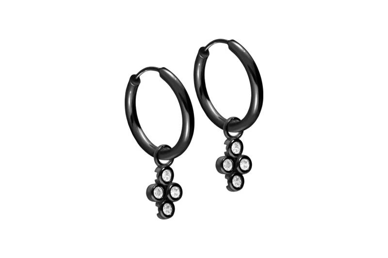 Chirurgenstahl Ohrclicker Creolen 4 EINGEFASSTE KRISTALLE von Filango