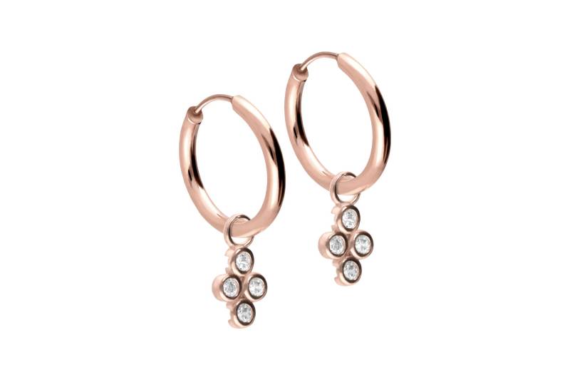 Chirurgenstahl Ohrclicker Creolen 4 EINGEFASSTE KRISTALLE von Filango