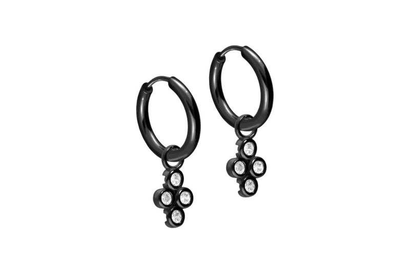 Chirurgenstahl Ohrclicker Creolen 4 EINGEFASSTE KRISTALLE von Filango