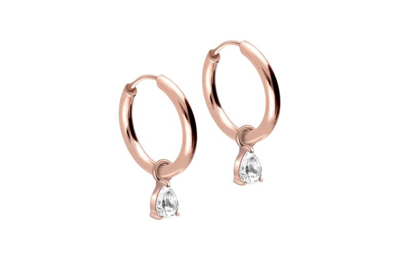 Chirurgenstahl Ohrclicker Creolen EINGEFASSTER KRISTALLTROPFEN von Filango