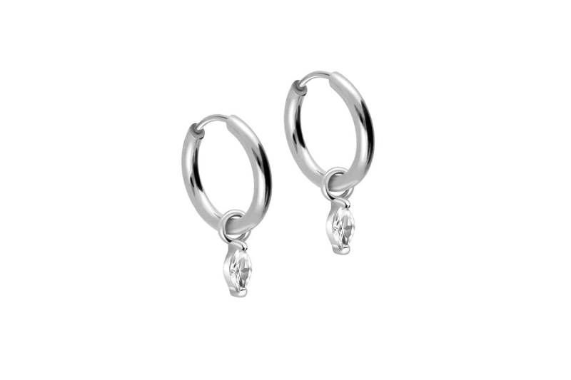 Chirurgenstahl Ohrclicker Creolen EINGEFASSTER OVALER KRISTALL von Filango