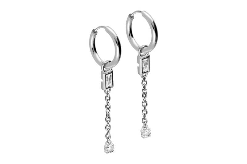 Chirurgenstahl Ohrclicker Creolen KRISTALLE + KETTE von Filango