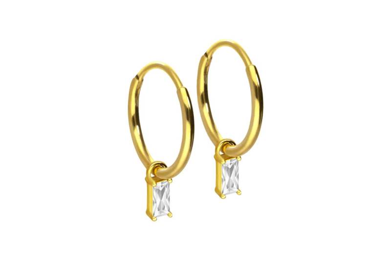 Chirurgenstahl Ohrclicker Creolen KRISTALLRECHTECK von Filango