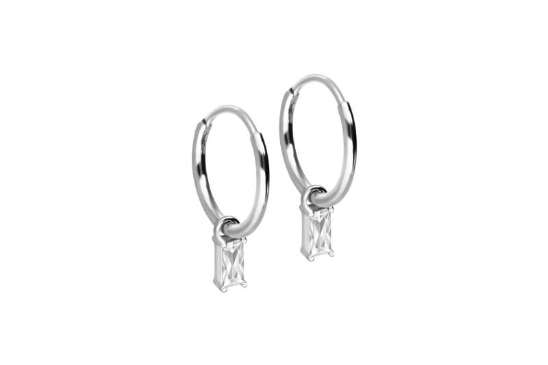 Chirurgenstahl Ohrclicker Creolen KRISTALLRECHTECK von Filango