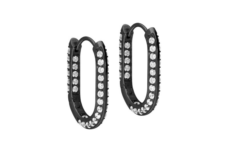 Chirurgenstahl Ohrclicker Creolen OVAL + KRISTALLRAND von Filango