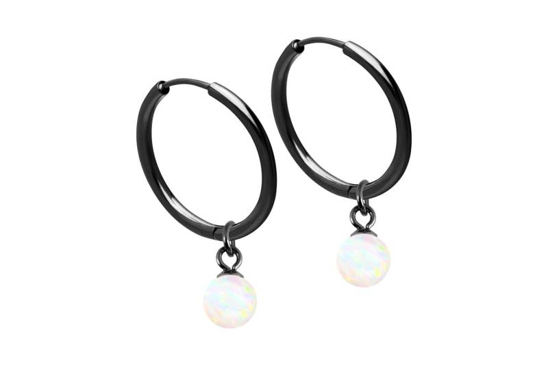 Chirurgenstahl Ohrclicker Creolen SYNTHETISCHER OPAL von Filango