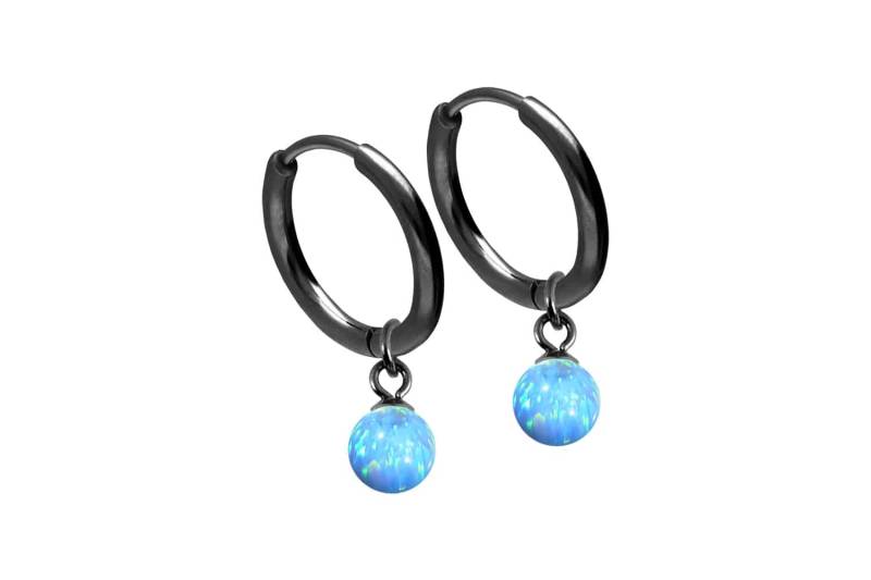 Chirurgenstahl Ohrclicker Creolen SYNTHETISCHER OPAL von Filango