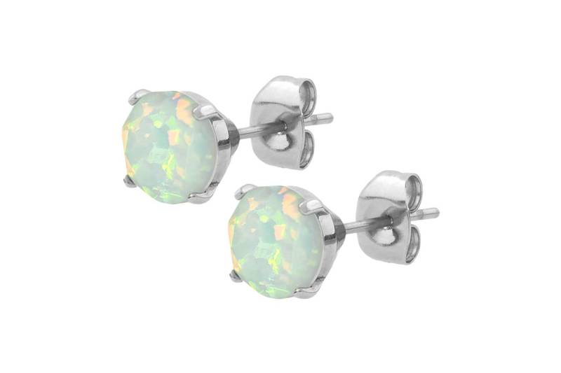 Chirurgenstahl Ohrstecker SYNTHETISCHER OPAL ++SALE++ von Filango