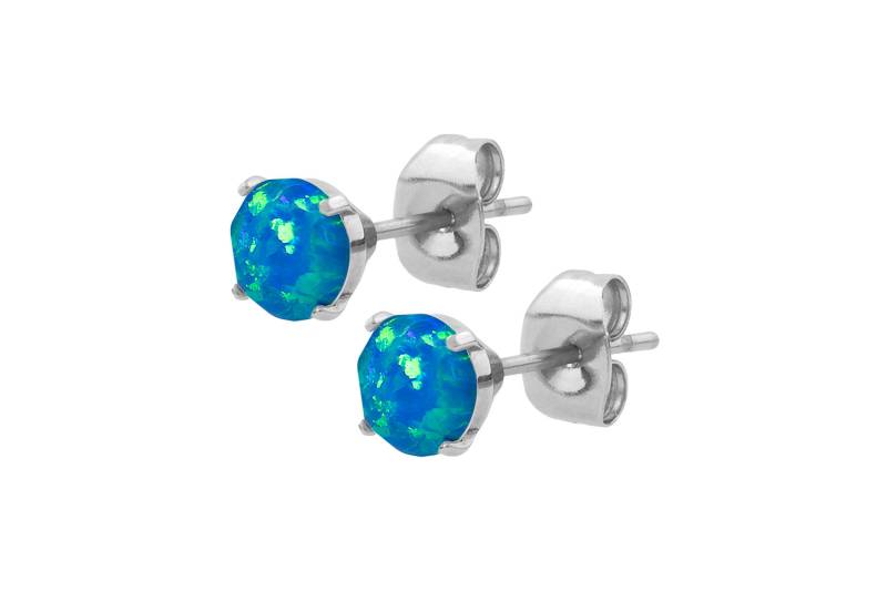 Chirurgenstahl Ohrstecker SYNTHETISCHER OPAL ++SALE++ von Filango