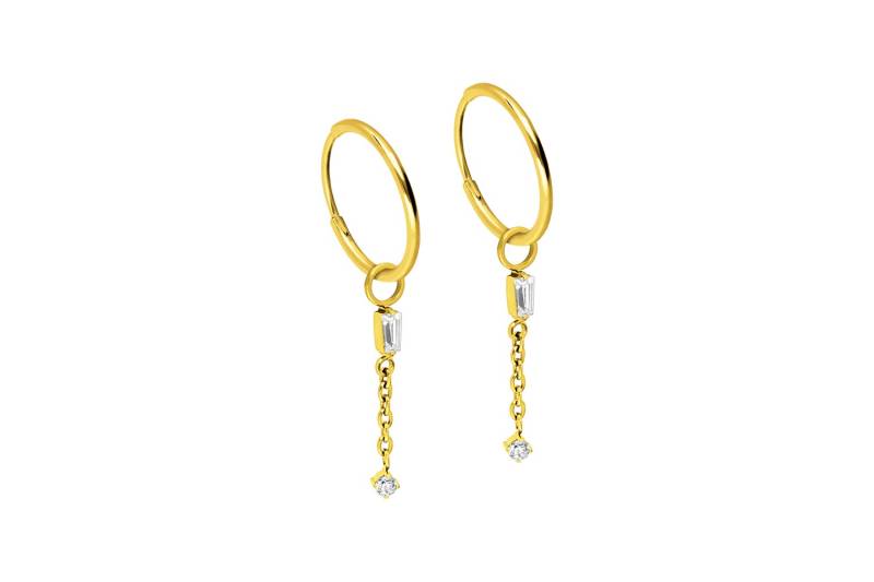 Titan Ohrclicker Creolen 2 KRISTALLE + KETTE von Filango